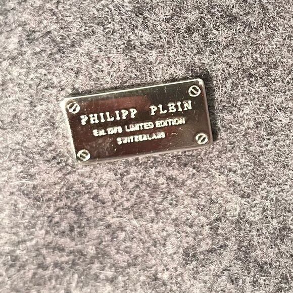 Philipp Plein Couture Grey Poncho with Calf Leather Studded Collar - NWOT - Picture 5 of 12